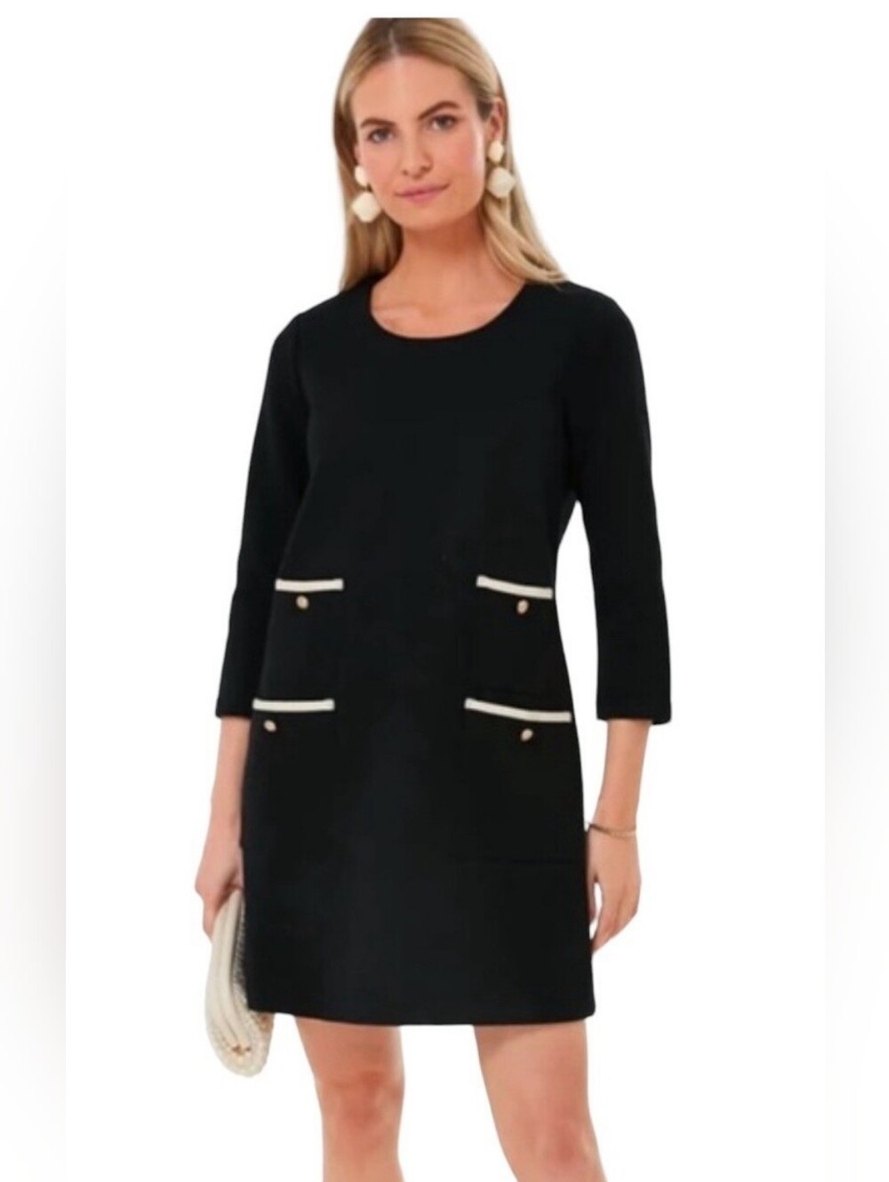 Tuckernuck black contrast trim shift dress M